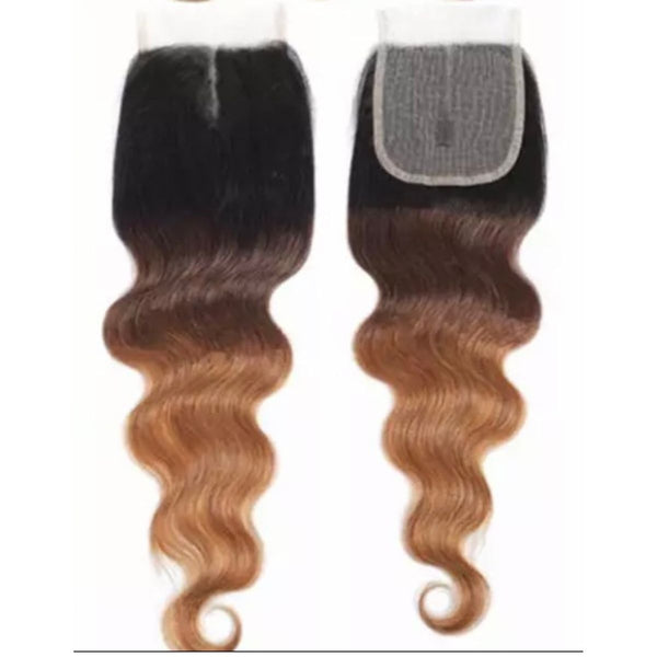Ombre Remy Virgin Hair Collection Color T1B/4/30 Closure